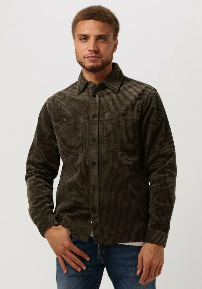 ANERKJENDT donkergroene anerkjendt overshirt akoscar wide corduroy