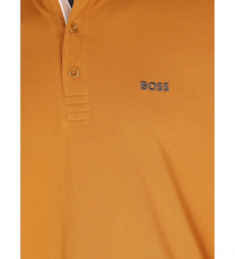 Camisa polo BOSS com logotipo laranja contrastante