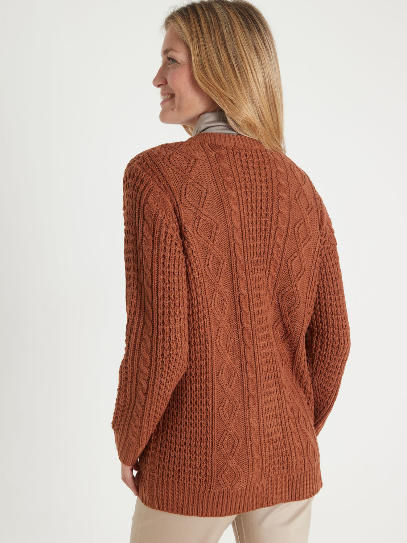 Cardigan torsadé col rond