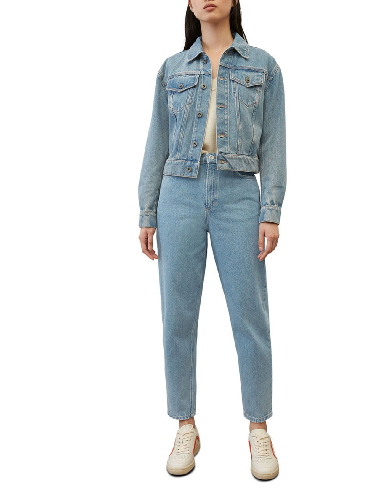 Marc O'Polo Veste en jean courte à boutons bleue