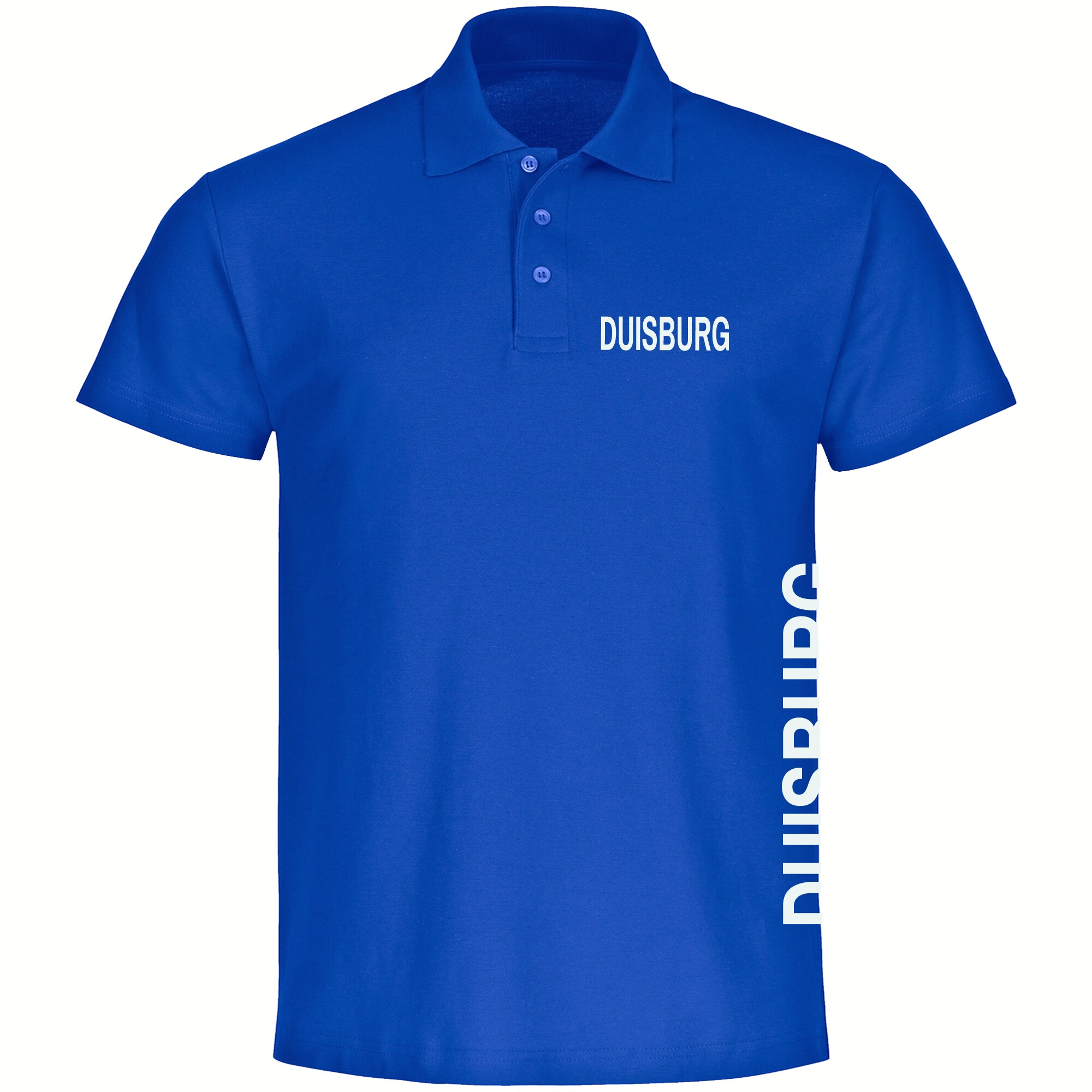 multifanshop® Poloshirt - Duisburg - Brust & Seite - Druck weiß