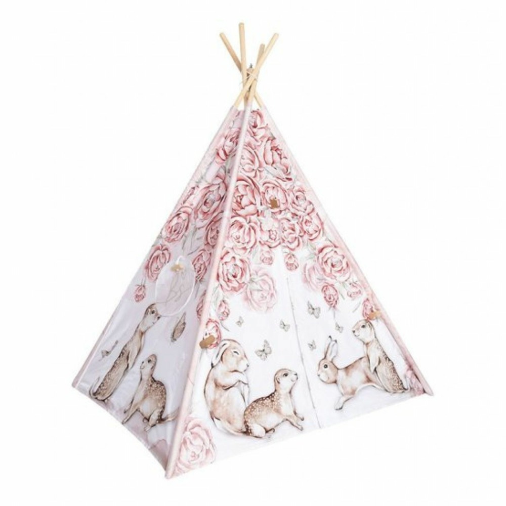 Tipi enfant pivoine avec coussins