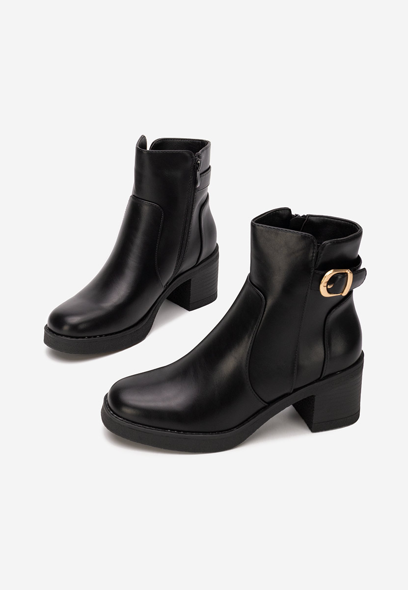 Bottines à gros talon noires Aidelia