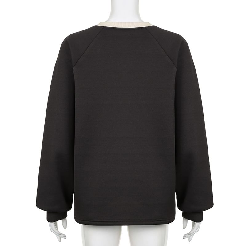 BrickBlack - Sweatshirt met ronde hals en raglanmouwen en fleecevoering
