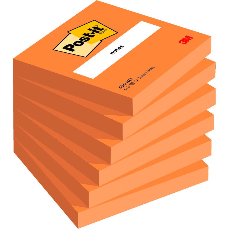 Notes repositionnables orange Post-it 76 x 76 mm - bloc de 100 feuilles