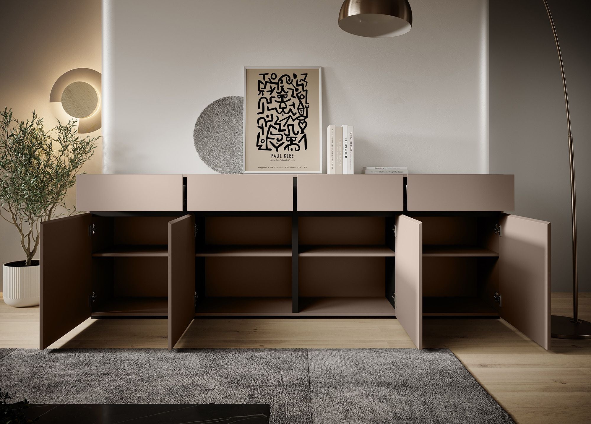 Meubella - Dressoir Cainan - Beige - 225 cm