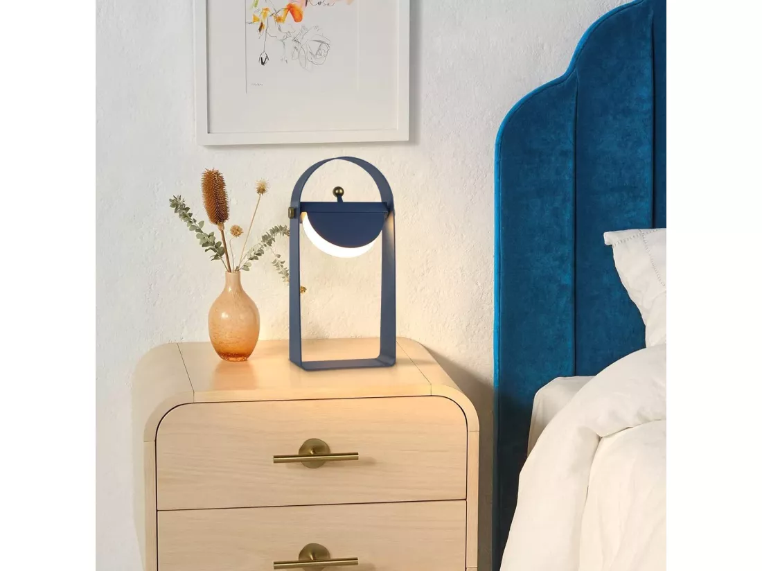 NETTLIFE Lampe de table LED Lampe de chevet Sans fil - Portable Veilleuse Luminosité Réglable 26CM，bleu