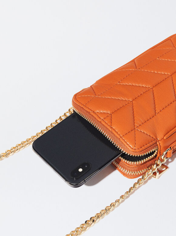 Bolsa acolchoada para celular - Laranja