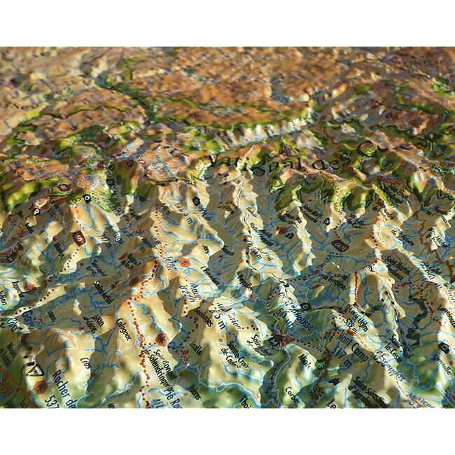 3D MAP - RELIEF CEVENNES ET GRANDS CAUSSES 61X41