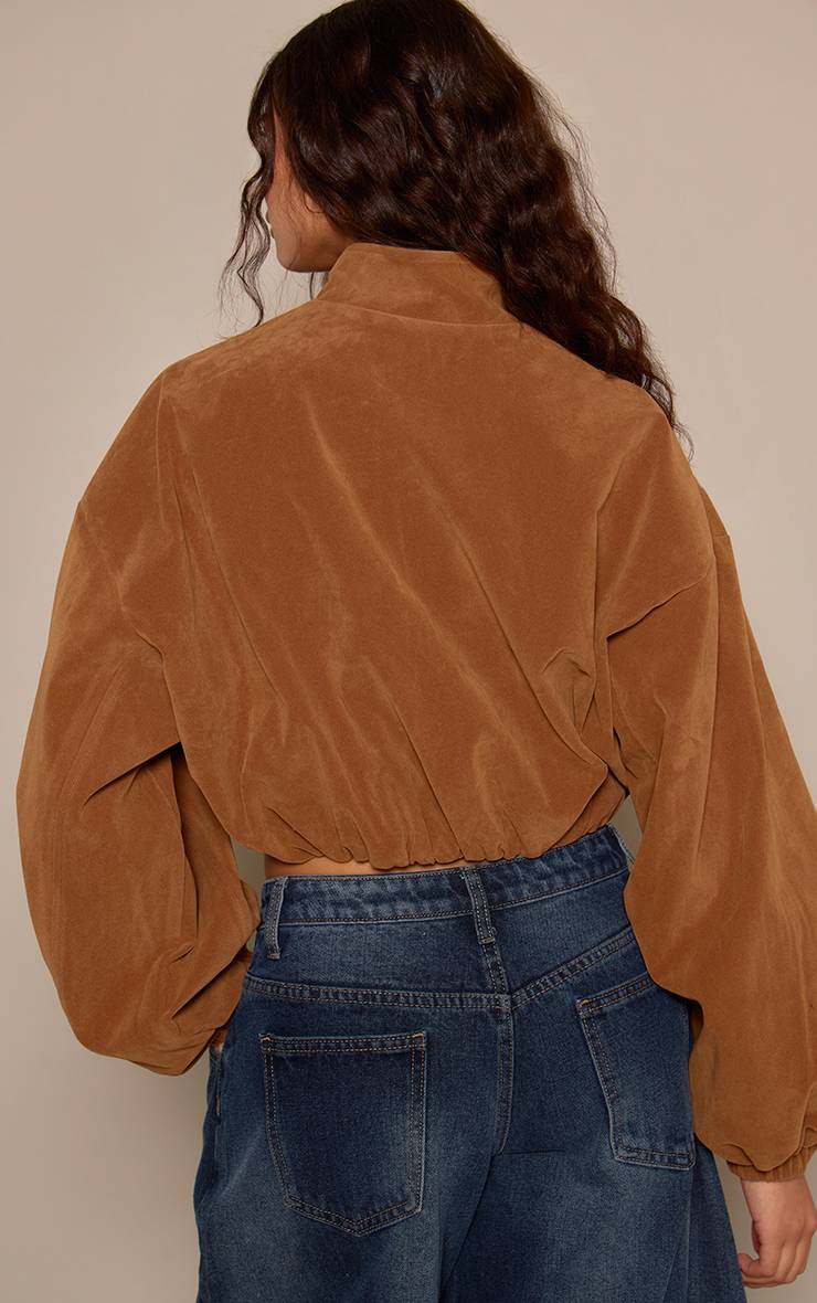 Caramel Blouson Aviateur Court En Synthétique