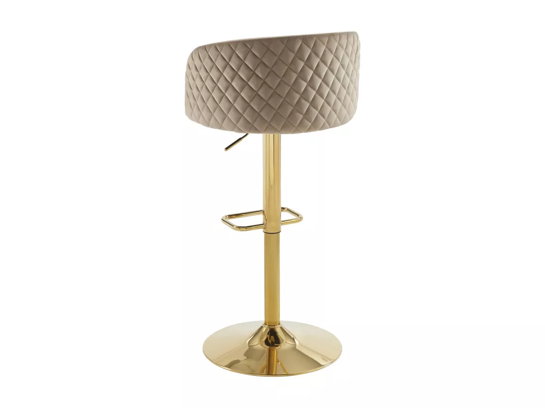Lot de 2 tabourets de bar en velours et métal doré - Hauteur réglable - Beige - PERLANITA de Pascal Morabito