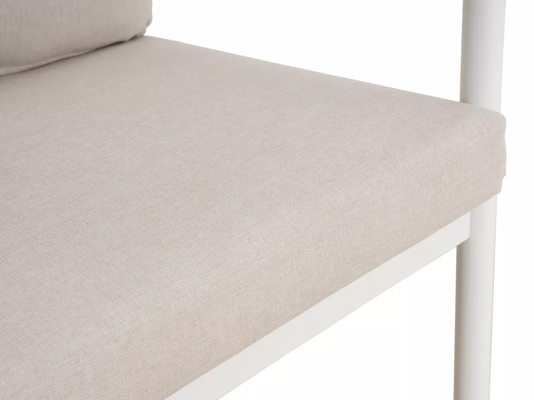Salon de jardin en aluminium : un canapé 3 places, 2 fauteuils et une table basse - Blanc coussins beiges - LAKIT de MYLIA
