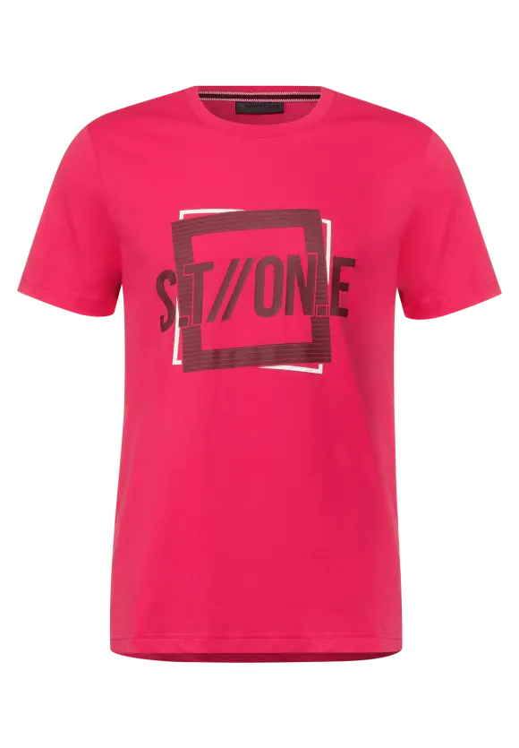 T-Shirt mit Logo Print - hibiscus red