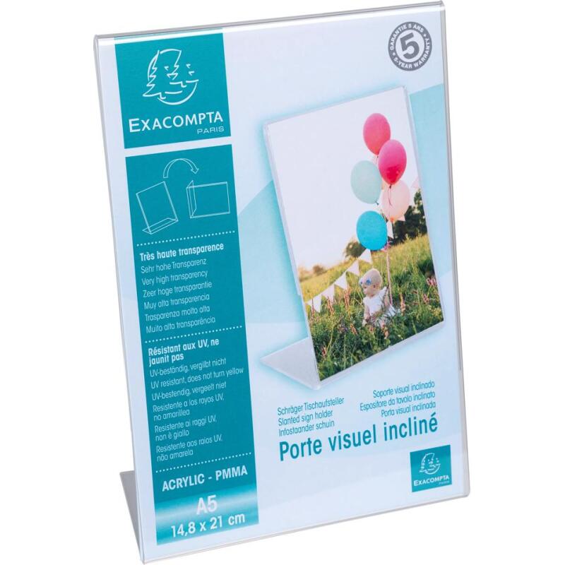 Porte-visuel incliné vertical A5 - Cristal