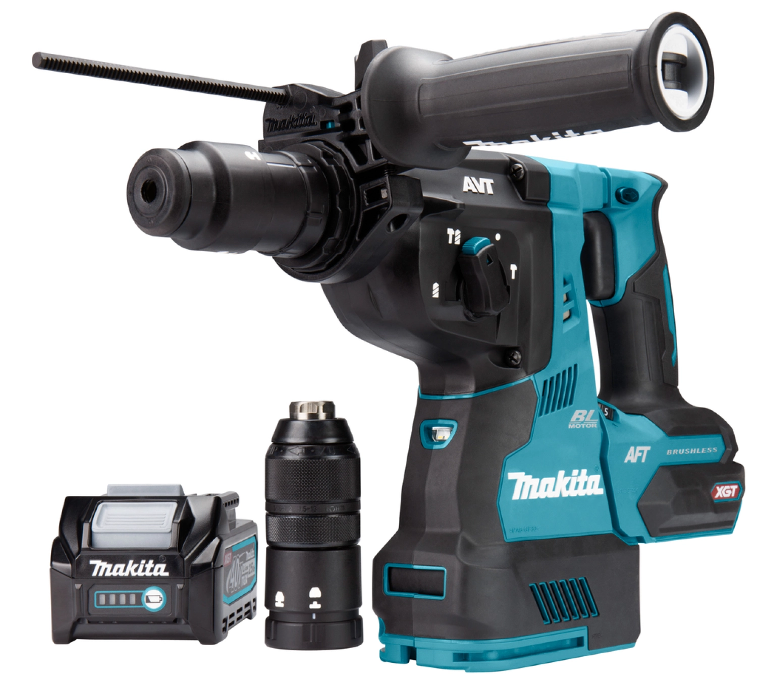 Makita HR004GM202 XGT 40V Max Li-Ion accu SDS-Plus combihamer set (2x 4,0Ah) incl. stofafzuigsysteem in Mbox - 2,9J - koolborstelloos