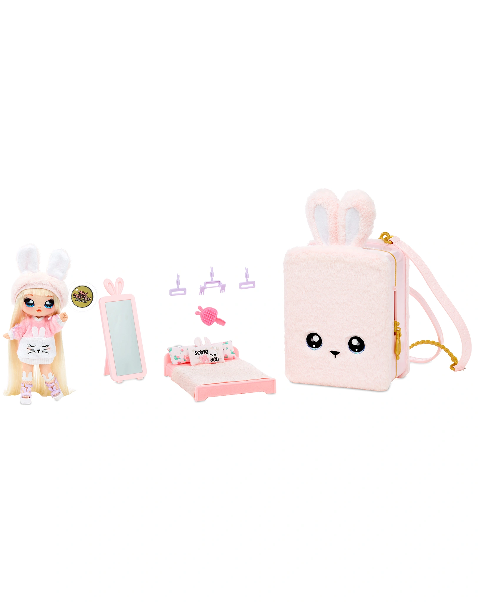Puppen-Zubehör BACKPACK BEDROOM - PINK BUNNY 3in1