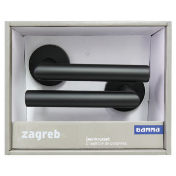 Gamma deurkruk set Zagreb rond rozet zwart RVS