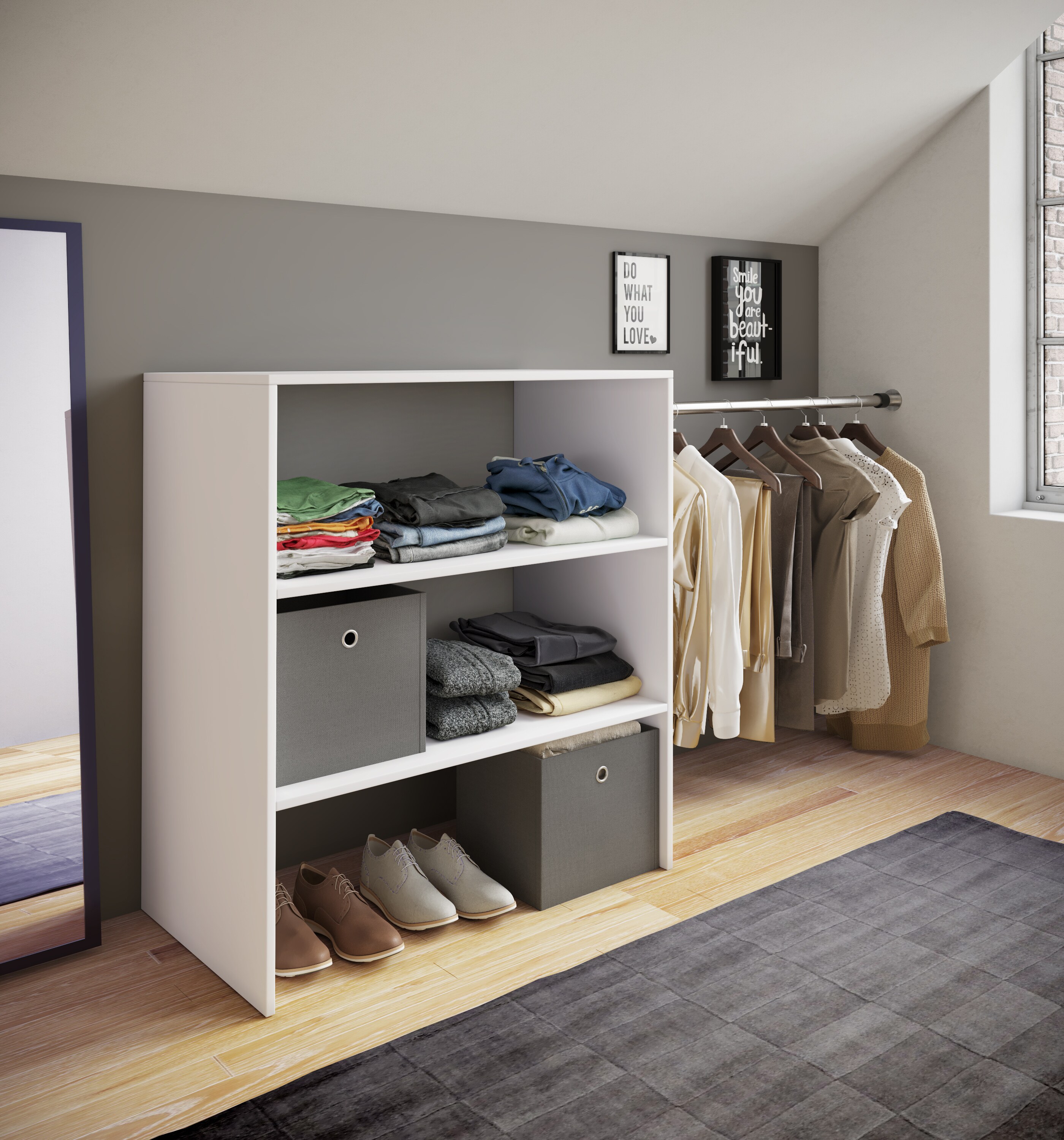 VCM Holz Offener Kleiderschrank begehbarer Kleiderregal Dachschrägen Regal Dacho ll