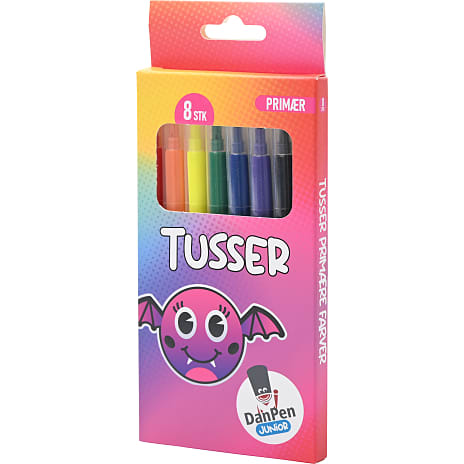 Danpen junior tusser primære farver 8-pak