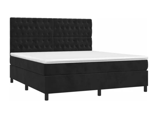 Sommier tapissier avec matelas et LED Noir 180x200 cm Velours