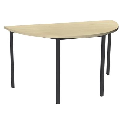 Table de réunion Demi-lune - 160 x 80 cm - Pieds carrés anthracite - imitation érable