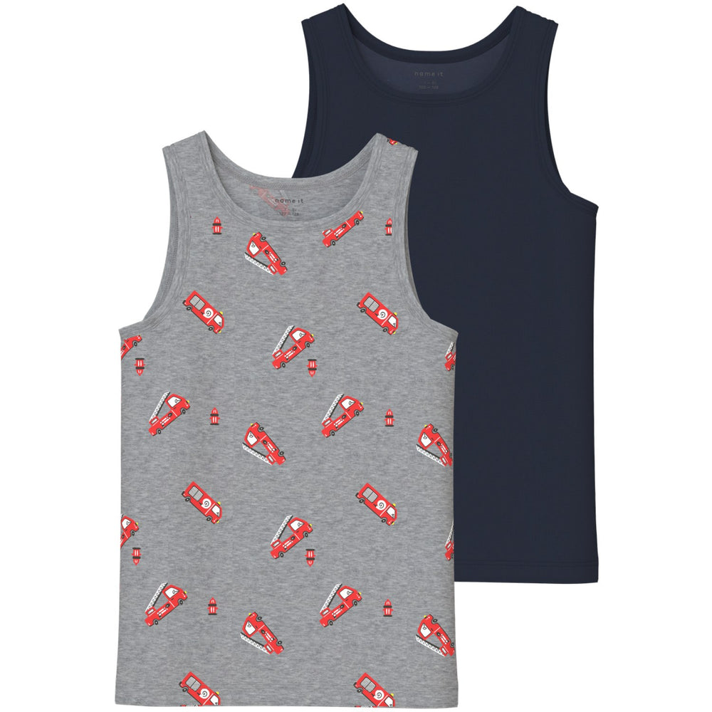 Køb Name It Grey Melange Nmmtank Top 2P Grey Firetruck Noos