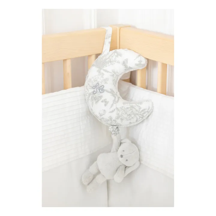 Tartine et Chocolat Mobile musical Augustin le lapin Toile de Jouy | Gris clair