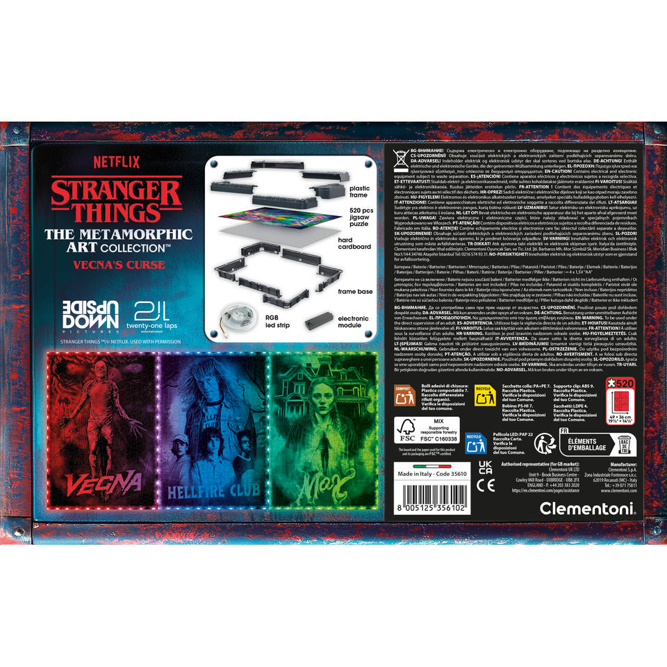 Clementoni Stranger Things Metamorphic Art Collection puzzel Vecna's Curse - 520 stukjes
