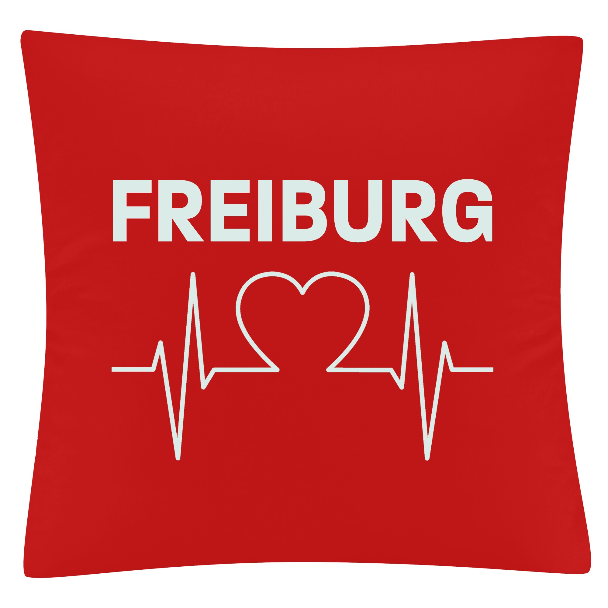 multifanshop® Kissenbezug - Freiburg - Herzschlag - Druck weiß