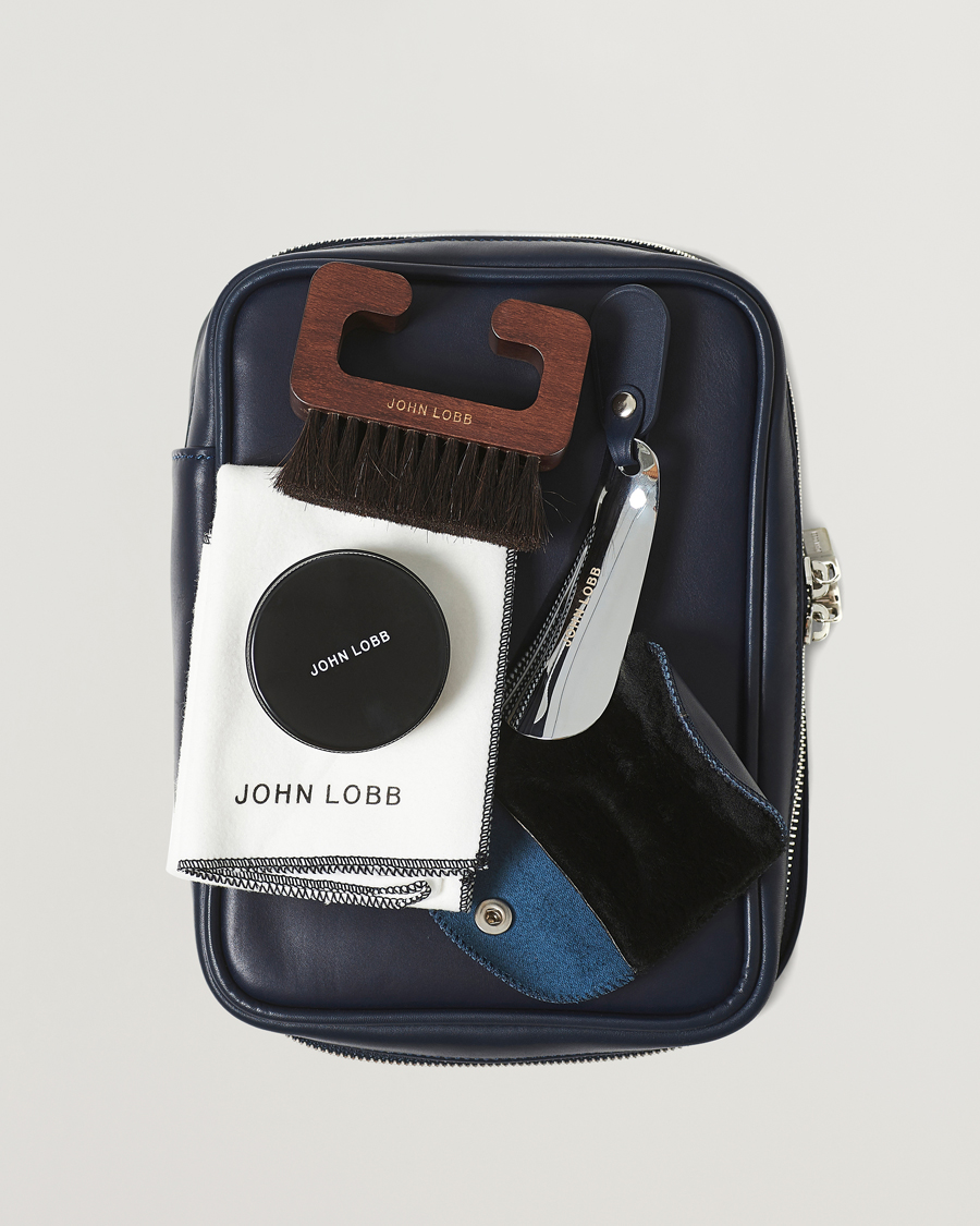 John Lobb Shoe Care Travel Case Navy