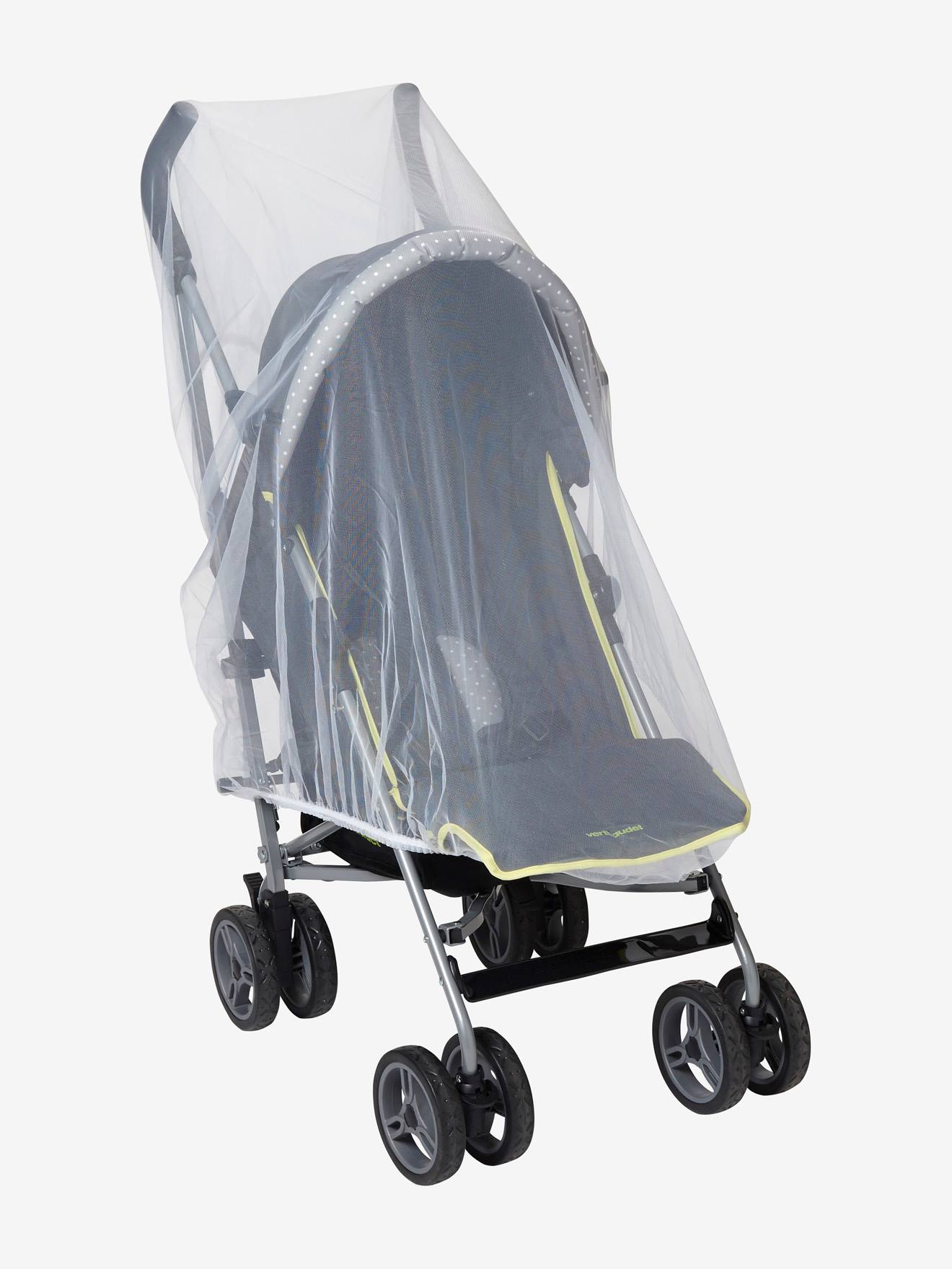 Mosquiteiro para carrinho de bebê e berço portátil, branco claro liso
