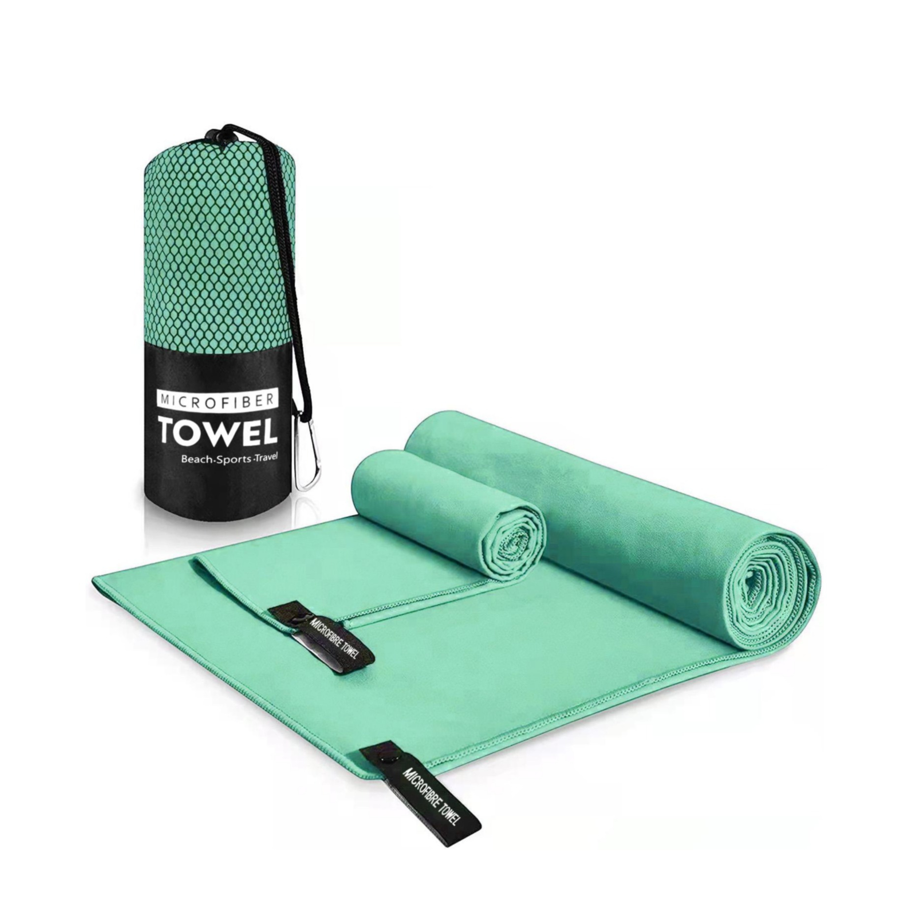 (2er Set) Mikrofaser Sport Handtuch Fitness Tuch für Workout / Yoga / Wandern / Reisen - Türkis
