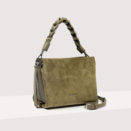 Coccinelle Boheme Suede Small Skuldertaske, Laurel Green