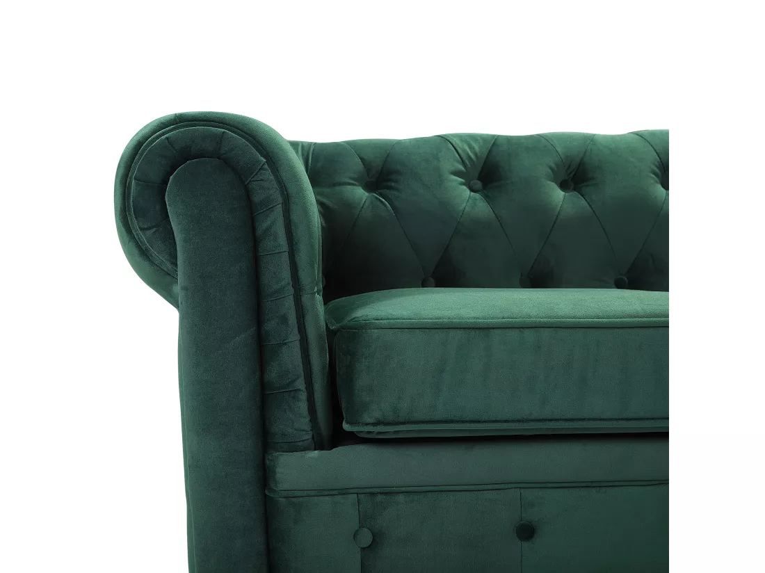 Canapé 3 places en velours vert CHESTERFIELD