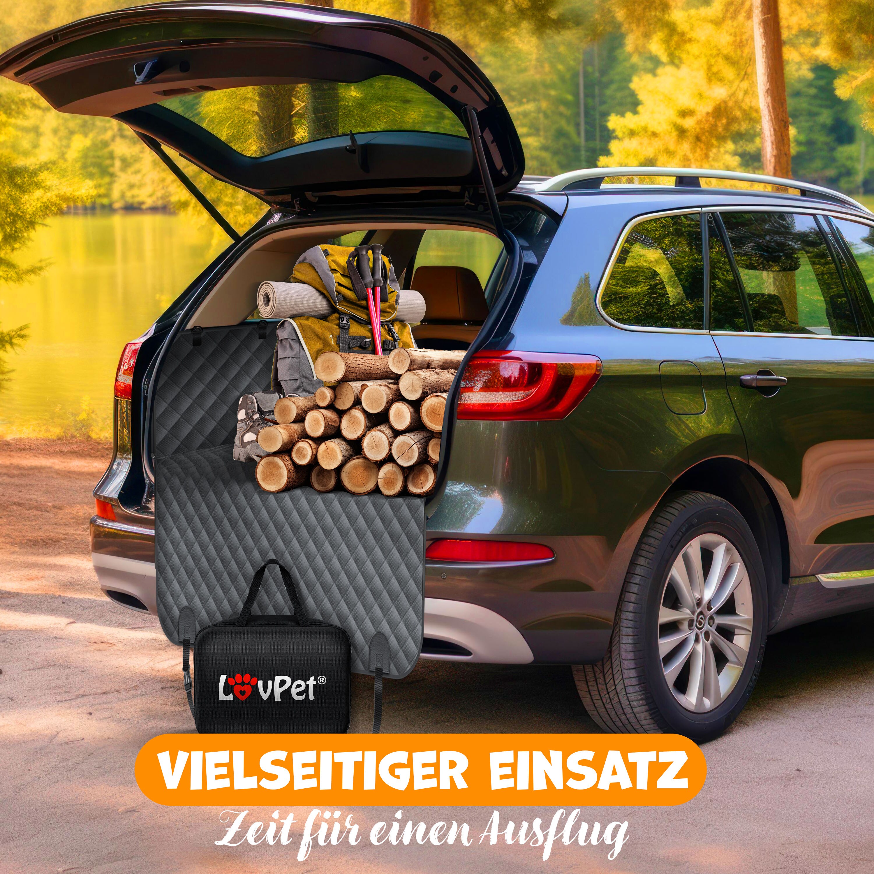 LovPet® 2in1 Hundedecke für Auto Rückbank & Kofferraum mit Seitenschutz und Sichtfenster Kofferraumschutz - Wasserabweisende Hunde Autoschondecke Universal Autoschutzdecke Autodecke Rücksitz