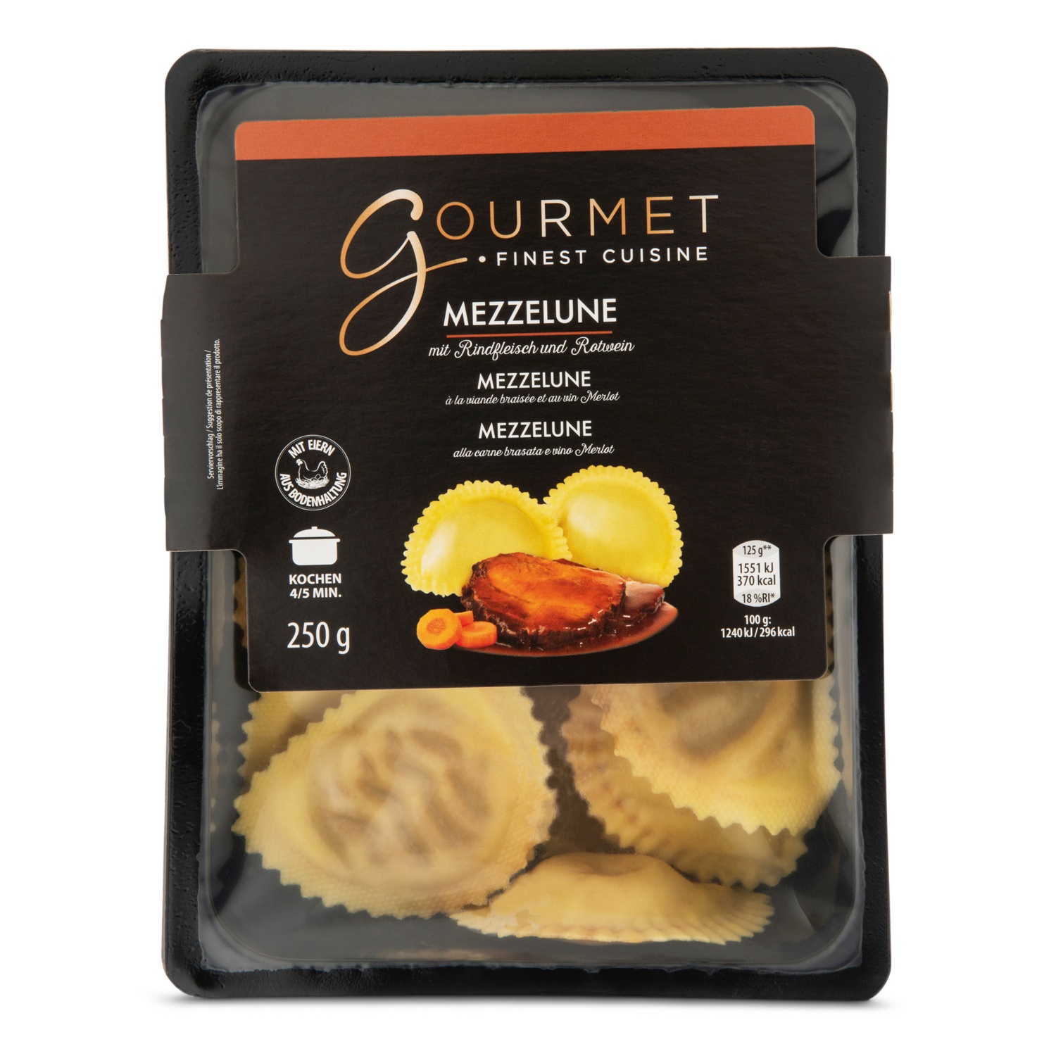 GOURMET Frisch gefüllte Pasta, geschmortes Rindfleisch & Merlot 250 g