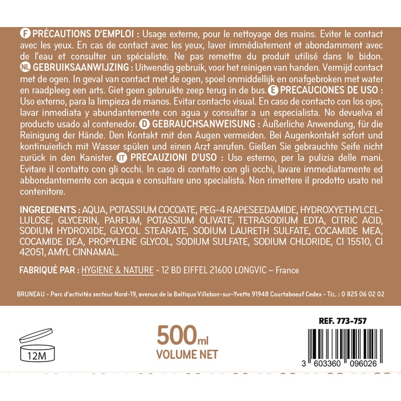 Savon liquide Bruneau Amandes - Flacon de 500 ml