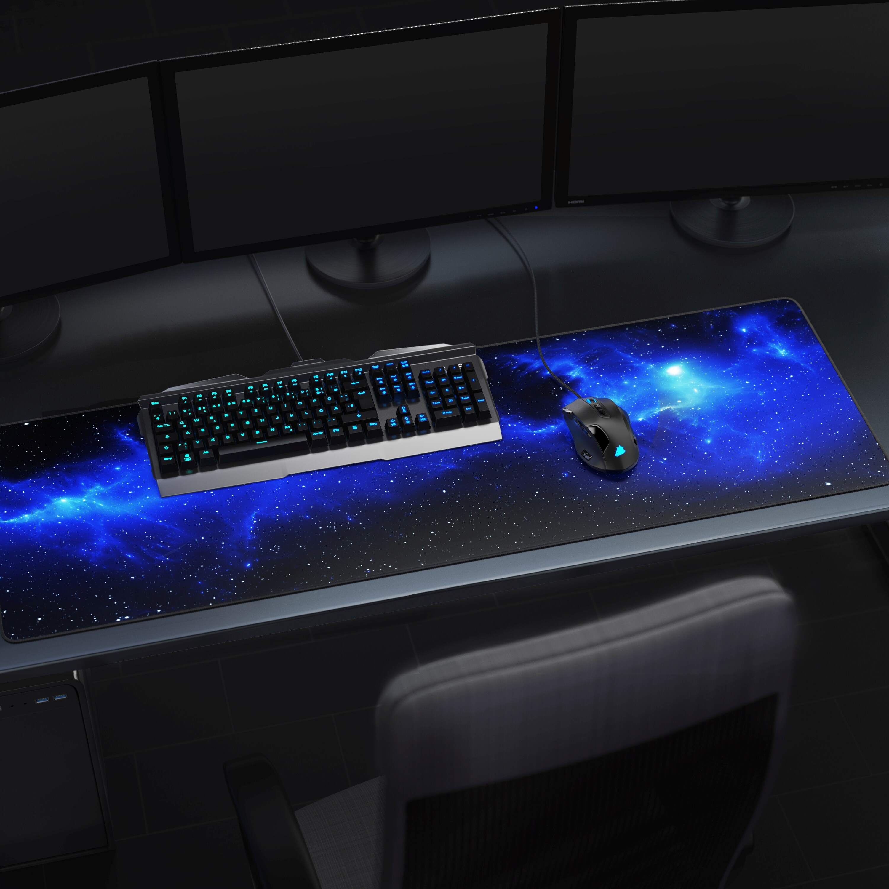 CSL Gaming Mauspad, extra groß, 1200 x 400 x 3 mm Schreibtischunterlage XXXL, Rutschfest, Space