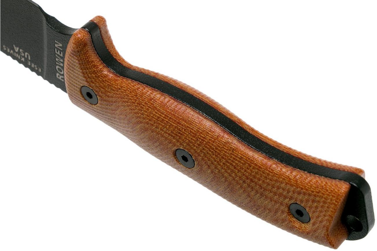 ESEE Model 6 Black Blade 3D Natural Canvas Micarta survivalmes 6PB-011 zwarte schede   clip plate