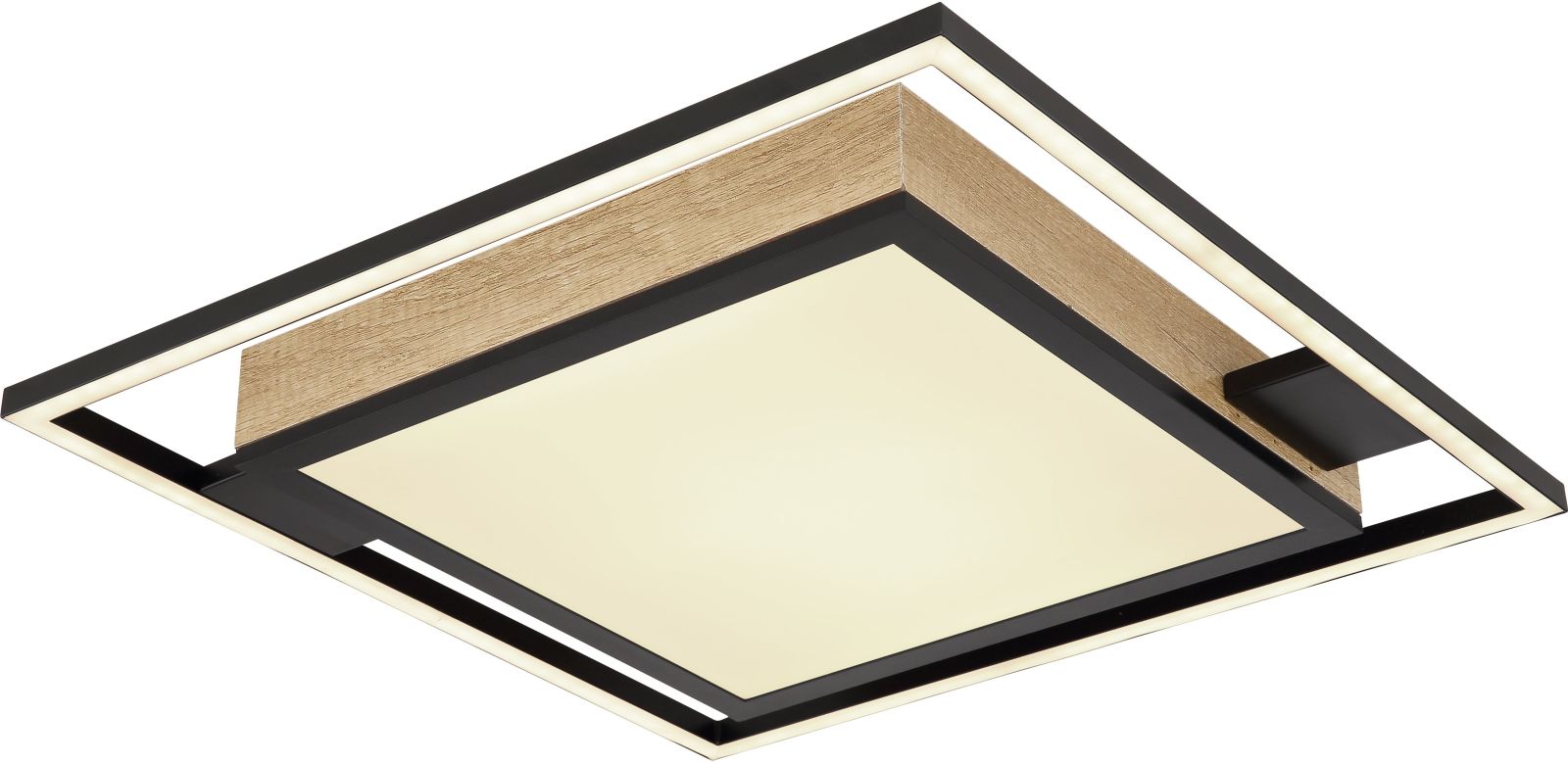 LED-Deckenleuchte - schwarz-Holzoptik - 40 cm