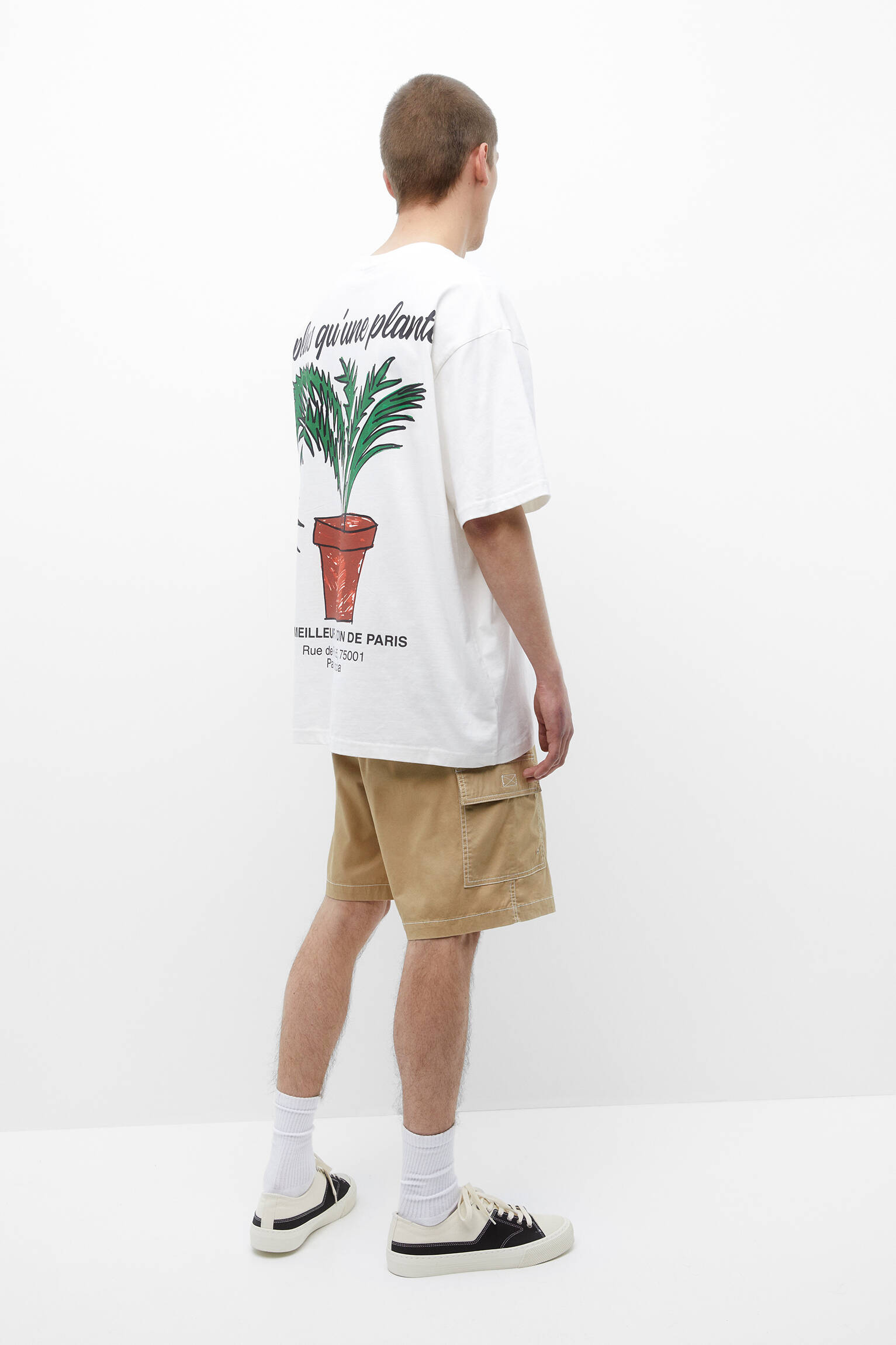 CAMISETA DE MANGA CURTA COM ESTAMPA PARIS - OFF WHITE
