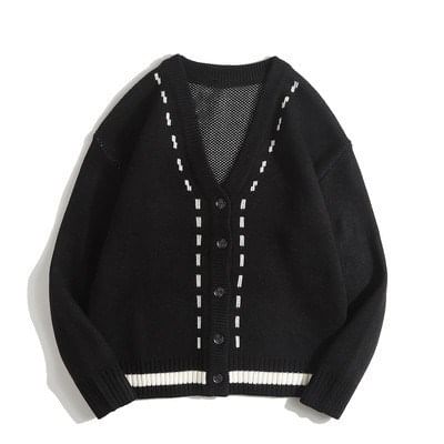 GRAYCIOUS - V-hals vest met contrasterende bies en knoopjes