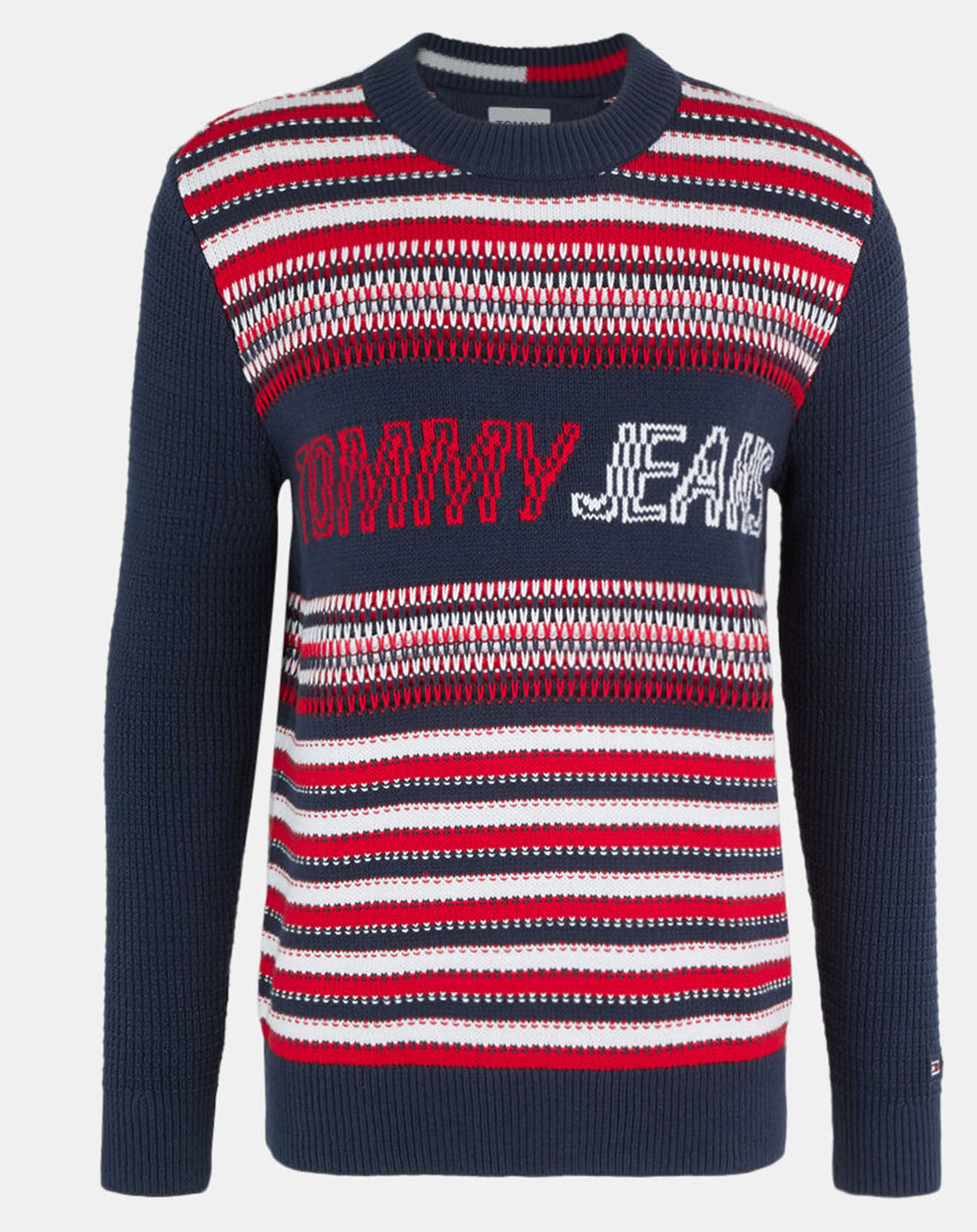 Tommy Jeans Pull col rond imprimé Jacquard bleu marine