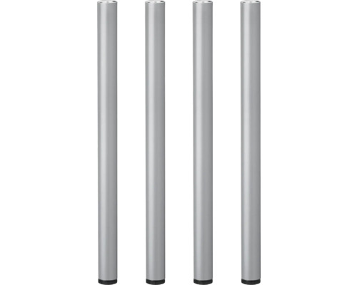 Tarrox tafelpoot, set van 4, rond, 710 Ø 60 mm, zilver