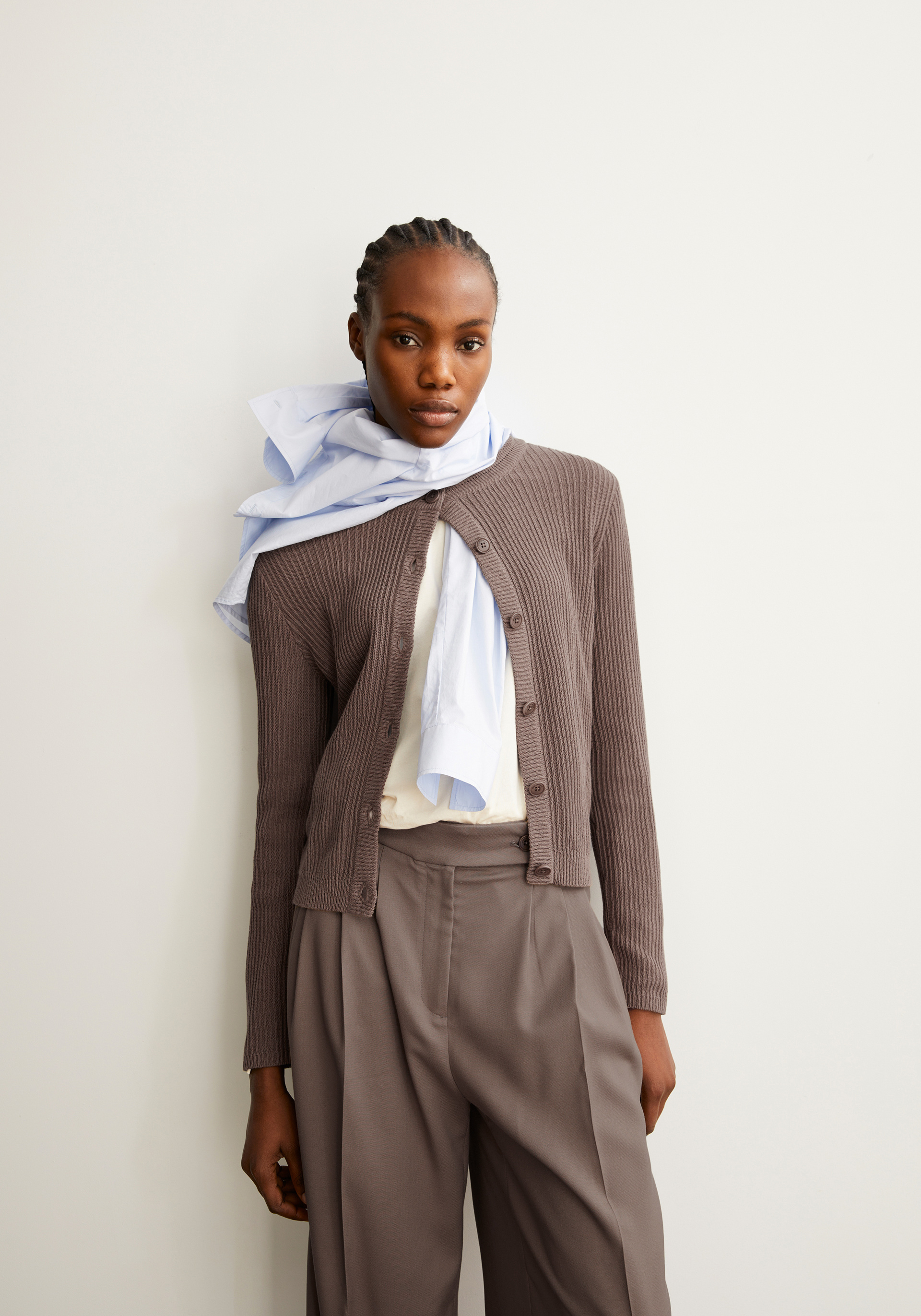Armedangels Strick-Cardigan Ricalaa Lino Walnut Cream