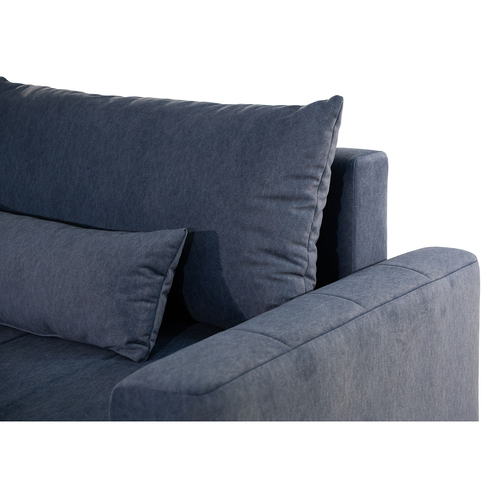 3-Sitzer Sofa - blau-grau - Samt - mit Staukasten
