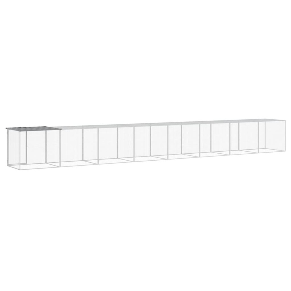 Poulailler avec toit gris clair 803x98x90 cm acier galvanisé