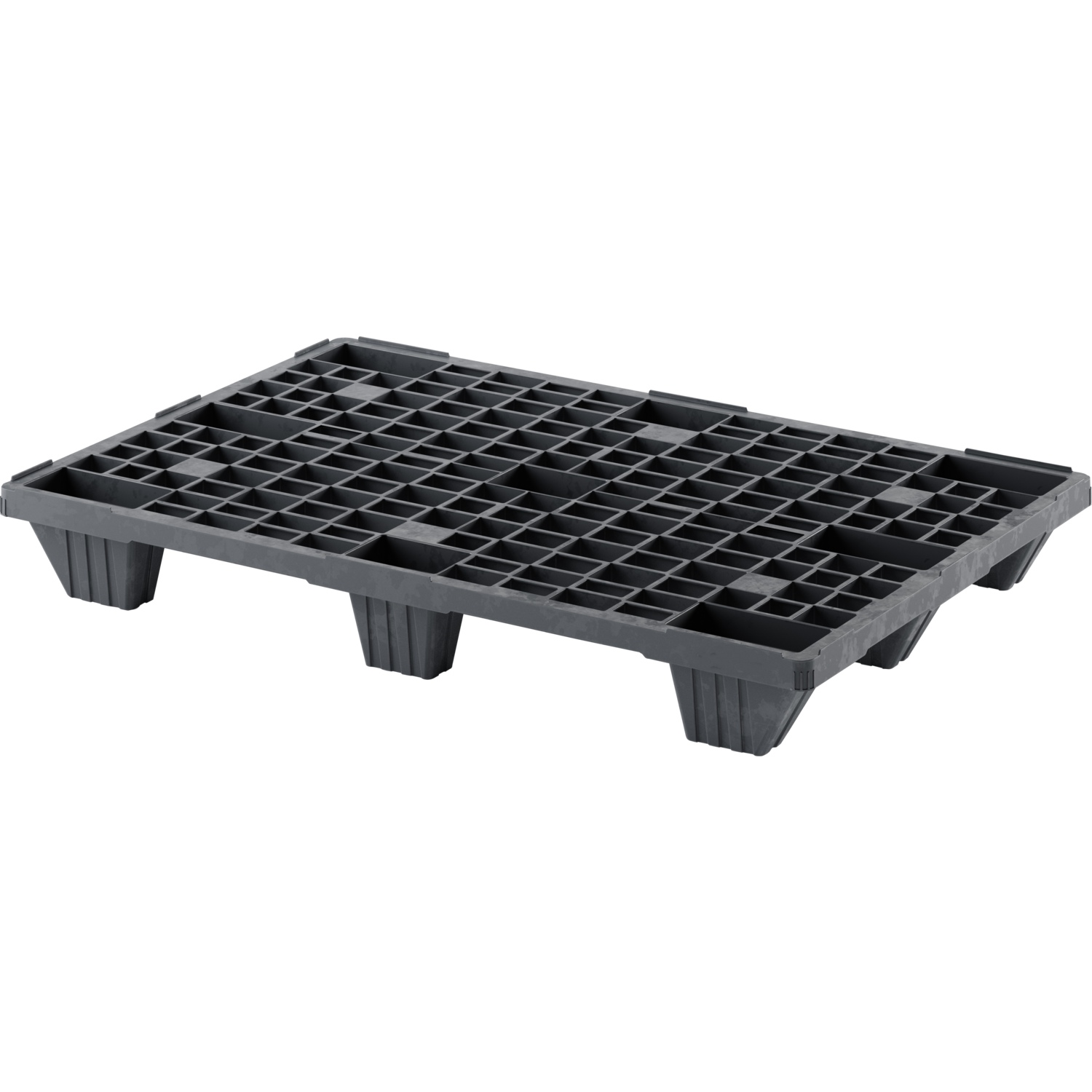 Kunststof pallet, Exportpallet circular, gerecycled HDPE, 120x100x14cm, zwart