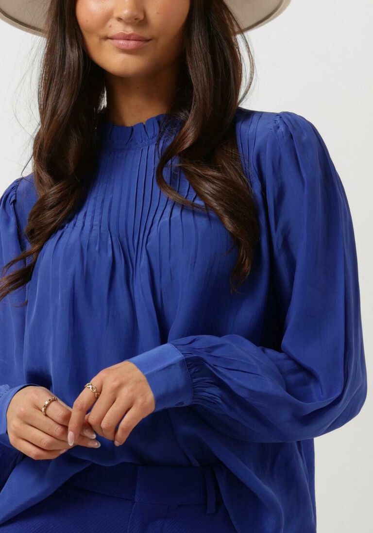 SCOTCH & SODA blauwe scotch & soda blouse pintuck blouse with ruffle collar