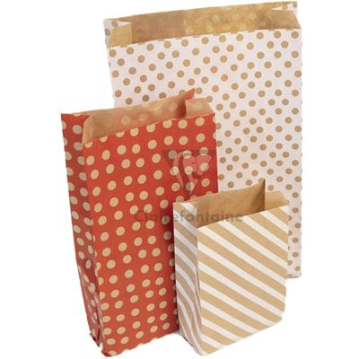 Clairefontaine - 50 Pochettes cadeau kraft - 11 cm x 5 cm x 21 cm - rayures blanches